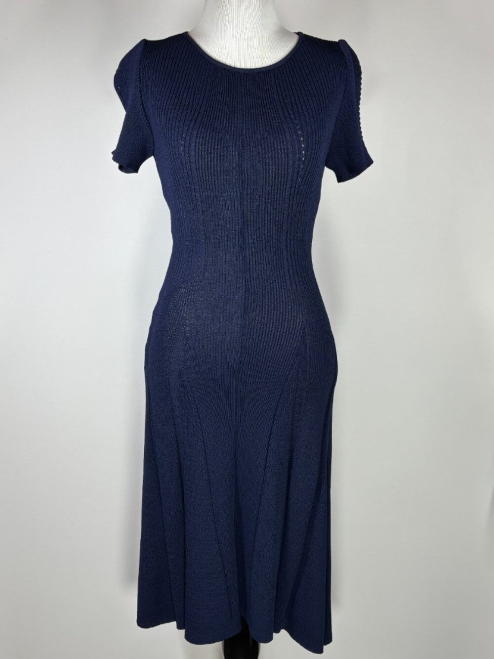 Azadeh San Francisco Sweater Dress Womens XS Blue Ribbed Knitted Plated Casual